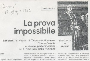 La prova impossibile. Lanciato a Napoli il Tribunale 8 marzo.