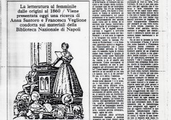 Rassegna stampa sulla presentazione di una ricerca sulla letteratura femminile dalle origini al 1860