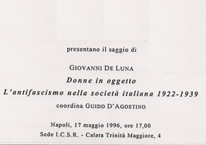 Donne in oggetto – L'antifascismo nella società italiana 1922 – 1939